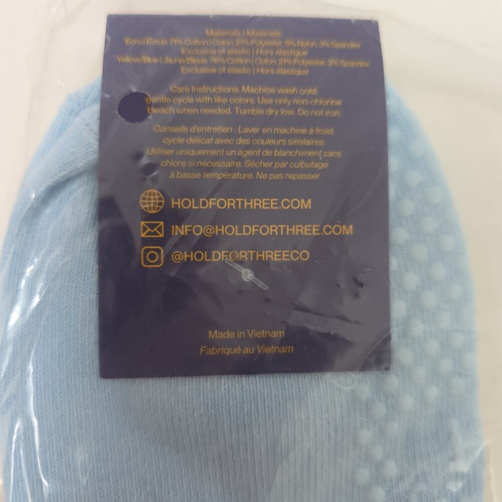 Hold For Three Ruffle Grip Socks 3 Pair Pilates Non Slip Blue, Yellow + Pink - Picture 5 of 6